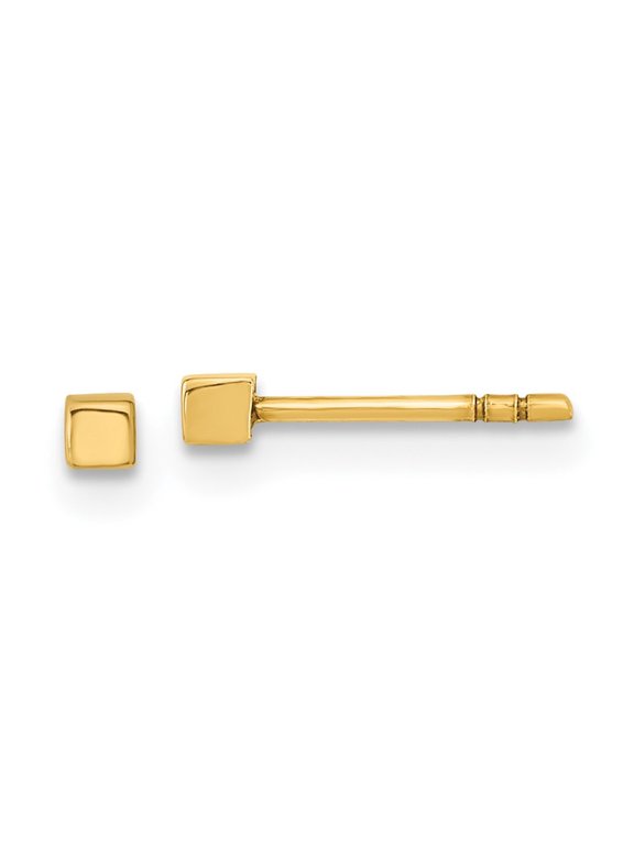 Fine Jewelry 14K Yellow Gold Cube Stud Earrings for Women