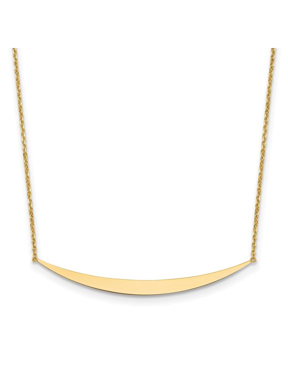Fine Jewelry 14K Yellow Gold Curved Bar with 2in. Ext. Necklace for Women 18"