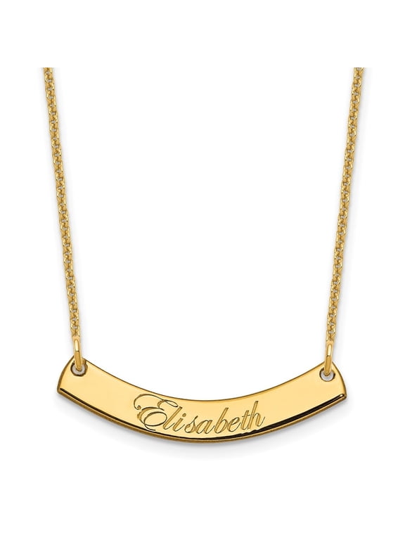 Fine Jewelry 14K Yellow Gold Curved Edwardian Script Bar Necklace for Women