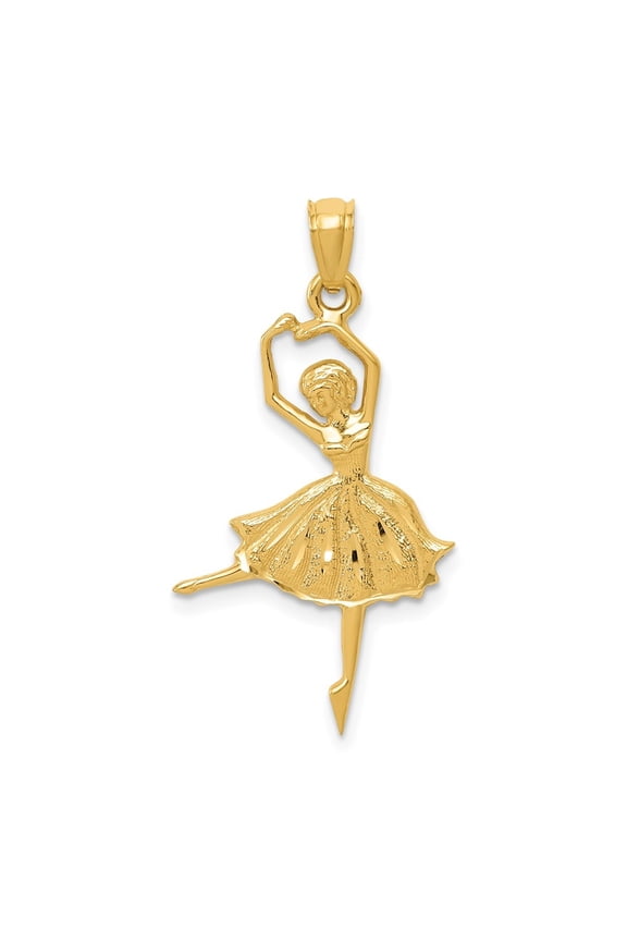 Fine Jewelry 14K Yellow Gold Dancing Ballerina Pendant for Women (L-30 mm,W-16 mm)