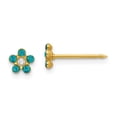 thumbnail image 1 of Auriga Fine Jewelry 14K Yellow Gold December Blue Crystal Birthstone Flower Stud Earrings for Women, 1 of 6