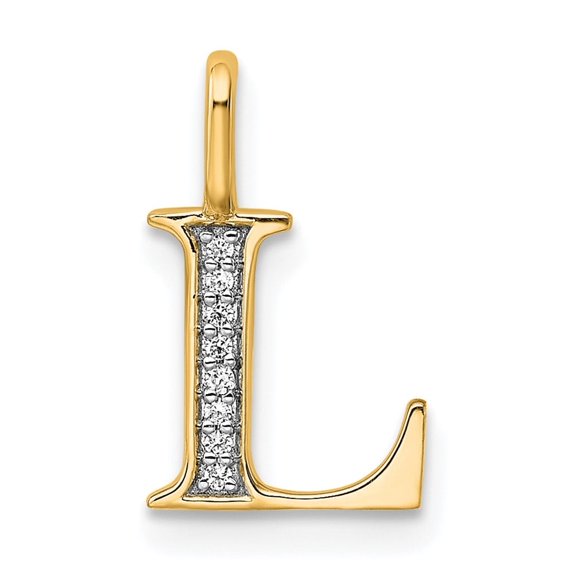 Auriga Fine Jewelry 14K Yellow Gold Diamond Letter L Initial Pendant for Women (L - 0.61 inch)