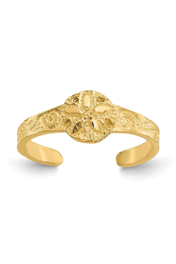 Fine Jewelry 14K Yellow Gold Diamond-cut Sand Dollar Toe Ring for Women