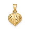 thumbnail image 1 of Auriga Fine Jewelry 14K Yellow Gold Diamond-cut Puffed Heart Pendant (L- 0.43inch, W- 0.32inch) for Women, 1 of 7