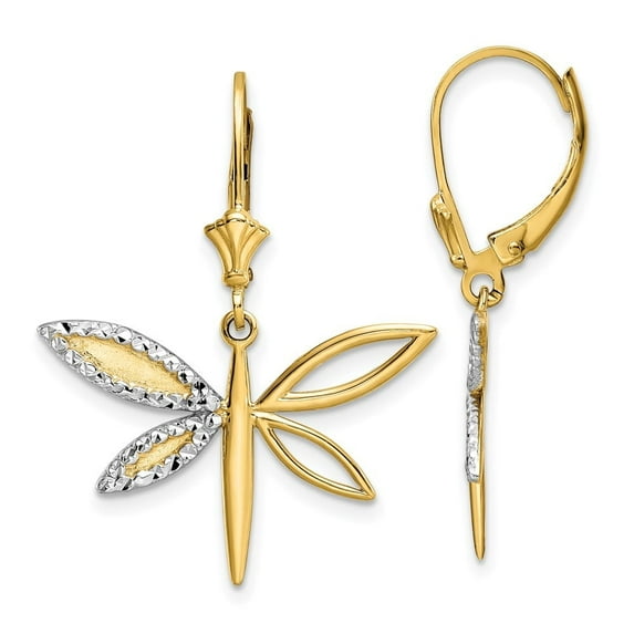 Auriga Fine Jewelry 14K Yellow Gold Dragonfly Dangle Earrings for Women