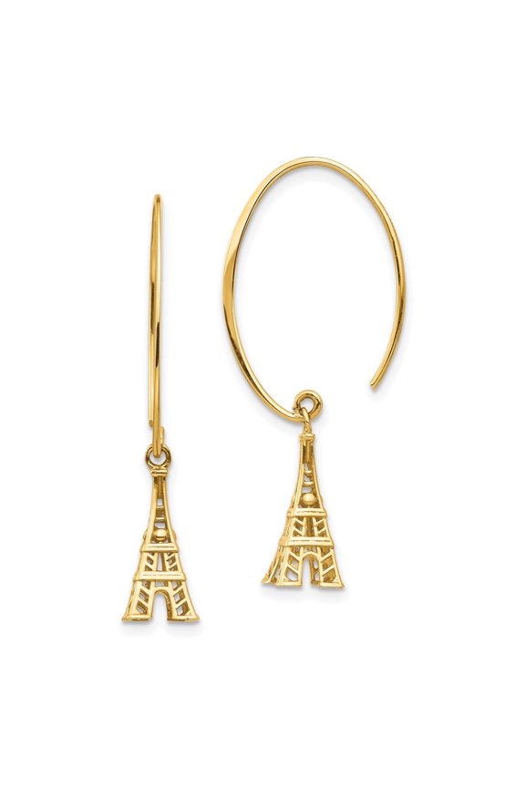 Fine Jewelry 14K Yellow Gold Eiffel Tower Dangle Earrings for Women