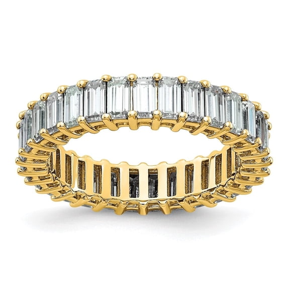 Auriga Fine Jewelry 14K Yellow Gold Emerald-cut D E F Pure Light Moissanite Eternity Band for Women Size 6