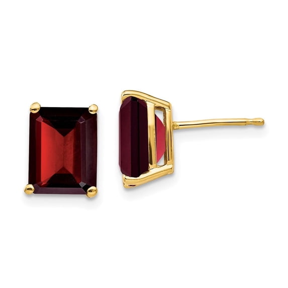 Auriga Mother's Day Gift 14K Yellow Gold Emerald-cut Garnet Stud Earrings for Women