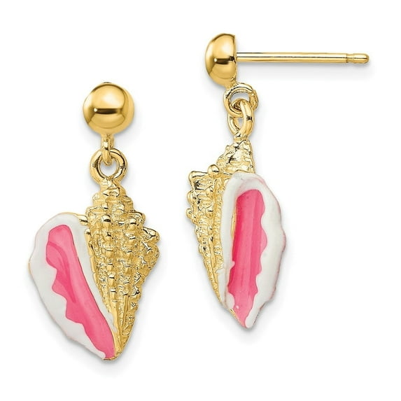Auriga Fine Jewelry 14K Yellow Gold Enamel Conch Shell Dangle Earrings for Women
