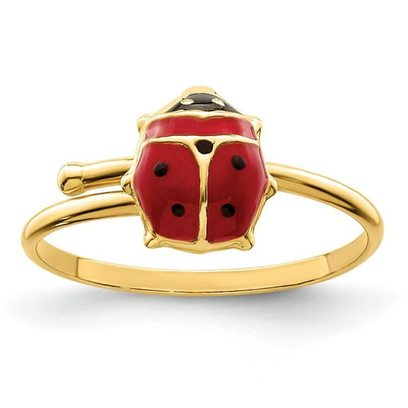 Auriga Fine Jewelry 14K Yellow Gold Enameled Madi K Ladybug Adjustable Ring for Women Size 0
