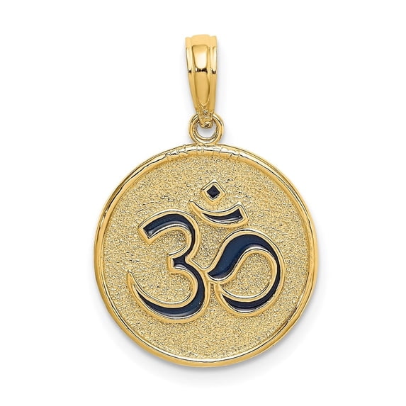 Auriga Fine Jewelry 14K Yellow Gold Enameled Om w/Lotus Flower on Reverse Charm for Women
