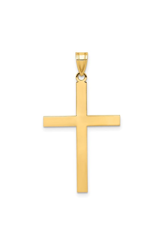 Fine Jewelry 14K Yellow Gold Engravable Cross Charm for Women (L - 36mm, W - 19.8mm)