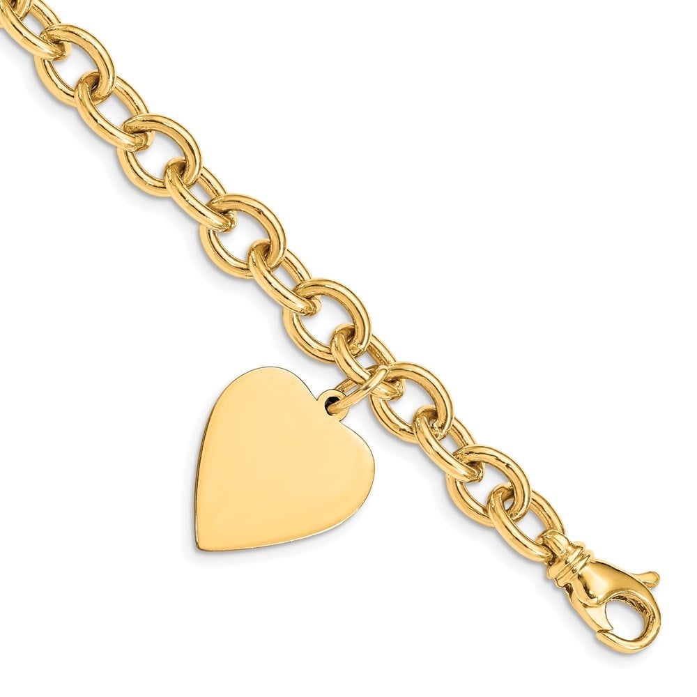 Auriga Fine Jewelry 14K Yellow Gold Engraveable Link Heart Charm