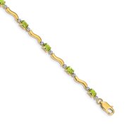 Auriga Fine Jewelry 14K Yellow Gold Fancy Diamond and Peridot Bracelet 7inch for Women