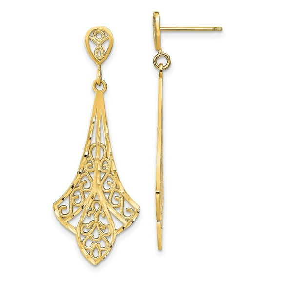 Auriga Fine Jewelry 14K Yellow Gold Filigree Dangle Earrings for Women(L-42.3mm, W-42.3mm)