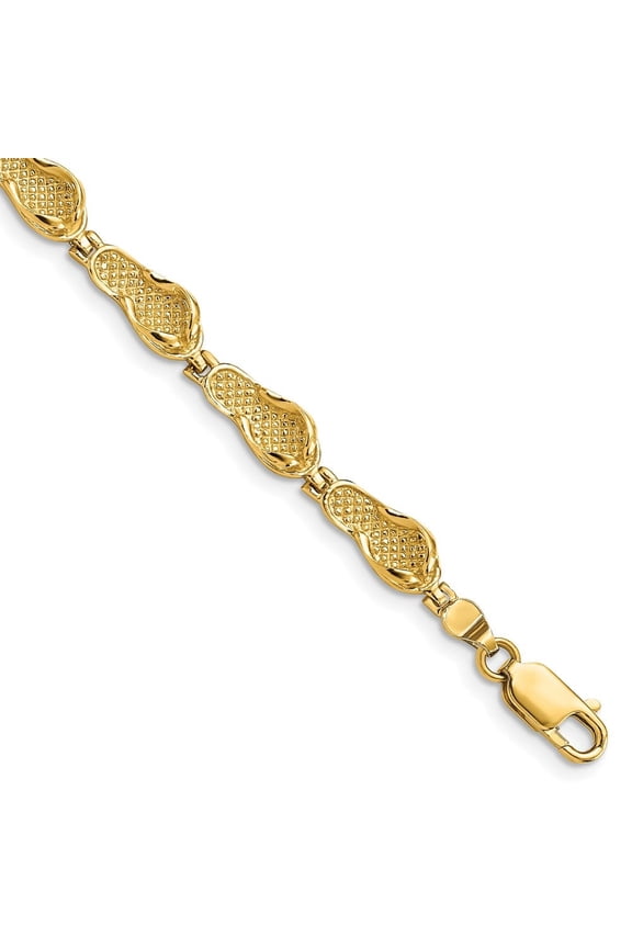 Fine Jewelry 14K Yellow Gold Flip Flop Bracelet 7 inch for Women