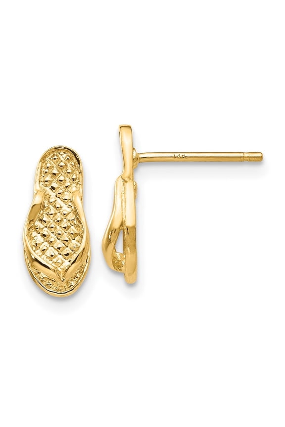 Fine Jewelry 14K Yellow Gold Flip Flop Dangle Earrings for Women (L- 12mm, W-5mm)