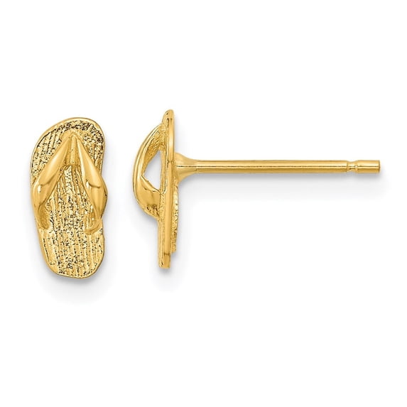 Auriga Fine Jewelry 14K Yellow Gold Flip Flop Stud Earrings for Women (L-9mm, W-4mm)