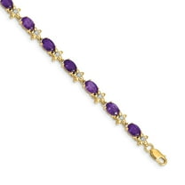 Auriga Fine Jewelry 14K Yellow Gold Floral Diamond and Amethyst Bracelet 7inch for Women