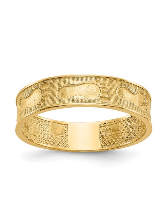 Fine Jewelry 14K Yellow Gold Footprints In The Sand Ring for Women Size 6