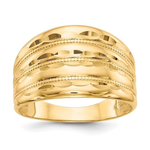 Auriga Fine Jewelry 14K Yellow Gold Four Ridge Dome Ring Size 7 for Women