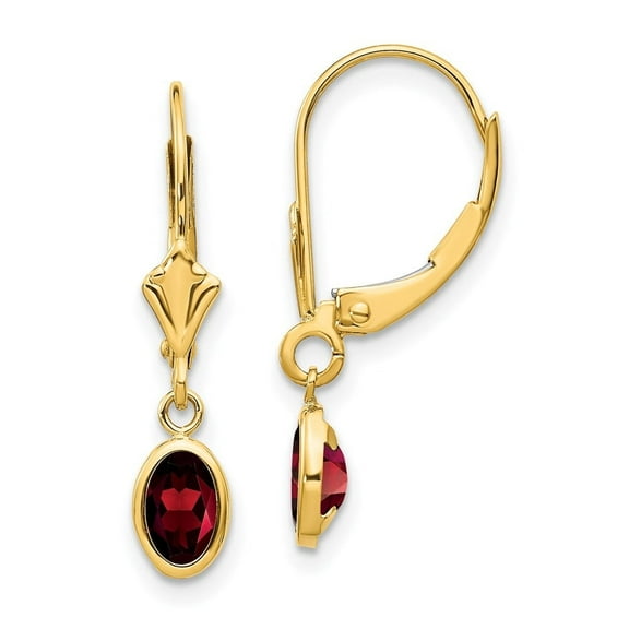 Auriga Fine Jewelry 14K Yellow Gold Garnet/January Dangle Earrings for Women (L- 0.91inch, W- 0.16inch)