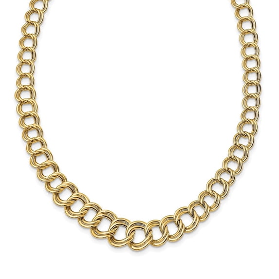 Auriga Fine Jewelry 14K Yellow Gold Graduated Double Link Chain Necklace 18inch for Women