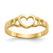 Auriga Fine Jewelry 14K Yellow Gold Heart Ring Size 3for Women