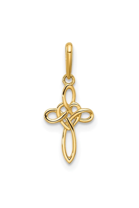 Fine Jewelry 14K Yellow Gold Heart Celtic Cross Pendant (L- 19.4 mm, W-8.1 mm) for Women