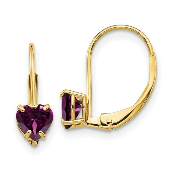Auriga Fine Jewelry 14K Yellow Gold Heart Rhodolite Garnet Drop Earrings (L- 0.67inch, W- 0.2inch) for Women
