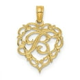 thumbnail image 1 of Auriga Fine Jewelry 14K Yellow Gold Heart Script Letter B Initial Pendant (L- 17.3 mm, W- 12.57 mm) for Women, 1 of 6