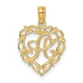 thumbnail image 1 of Auriga Fine Jewelry 14K Yellow Gold Heart Script Letter R Initial Pendant (L- 17.3 mm, W- 12.57 mm) for Women, 1 of 6
