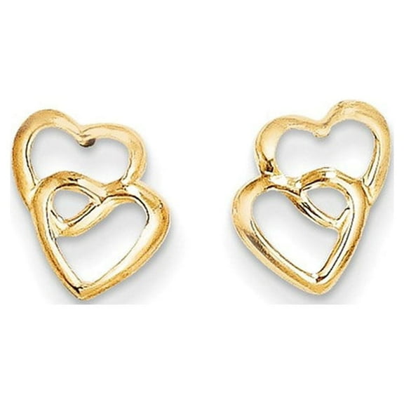 Auriga Fine Jewelry 14K Yellow Gold Hearts Stud Earrings Valentine's Day Gift for Women