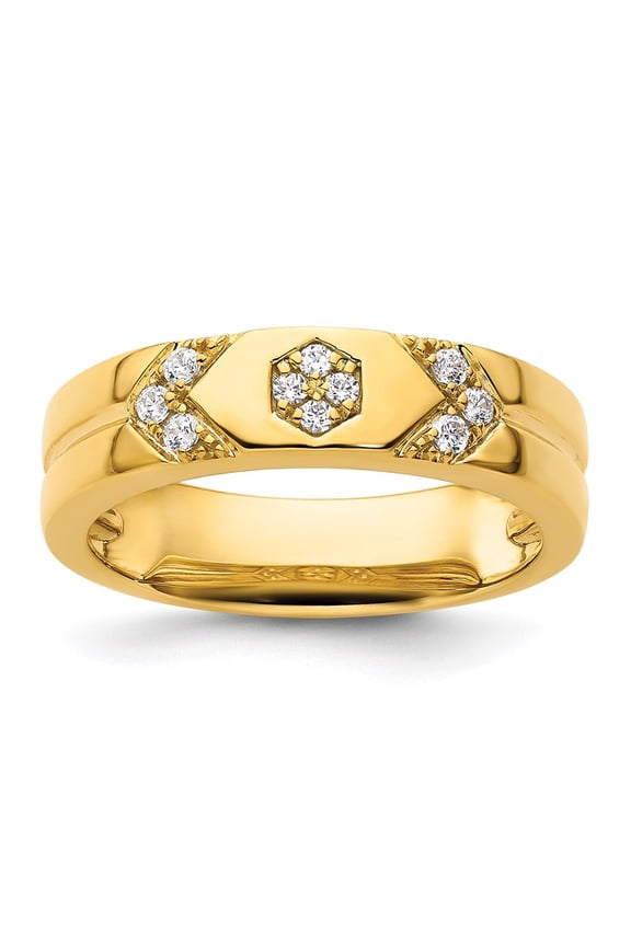Fine Jewelry 14K Yellow Gold Hexagon Diamond Wedding Band for Women Size 7