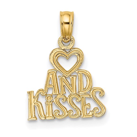 Auriga Fine Jewelry 14K Yellow Gold Hug and Kisses Charm Pendant for Women (L-15 mm,W-12.25 mm)