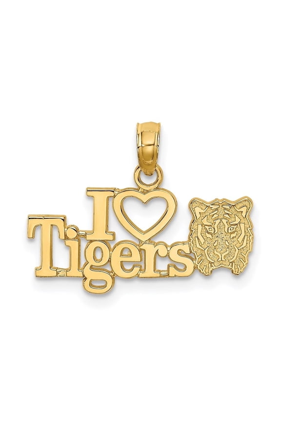 Fine Jewelry 14K Yellow Gold I HEART TIGERS with Tiger Head Charm for Women