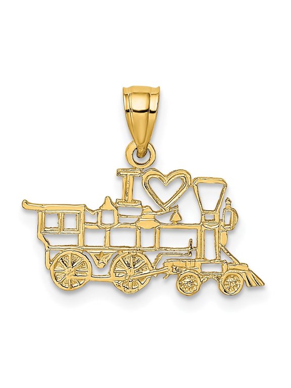 Fine Jewelry 14K Yellow Gold I LOVE TRAINS Charm for Women