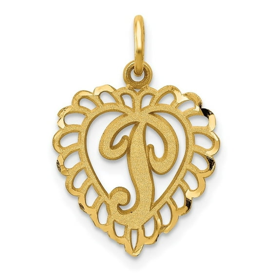 Auriga Fine Jewelry 14K Yellow Gold Initial P Charm Pendant for Women (L-17.54 mm,W-15 mm)