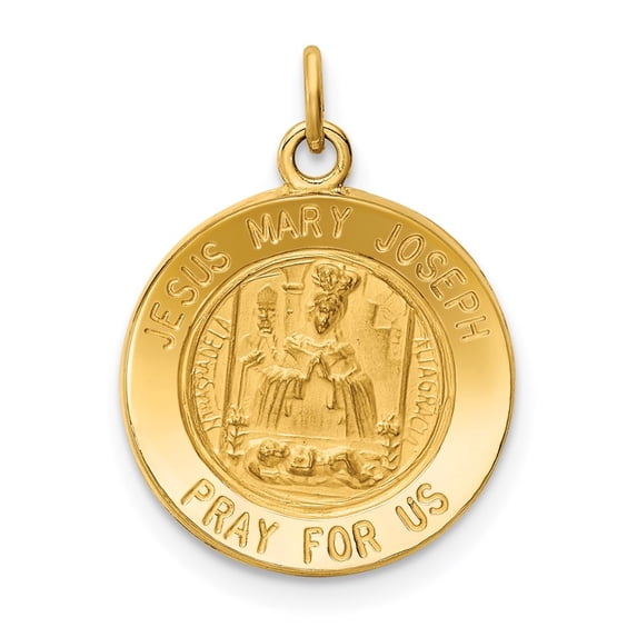 Auriga Fine Jewelry 14K Yellow Gold Jesus, Mary, Joseph Medal Charm for Women (L - 20mm, W - 15mm)