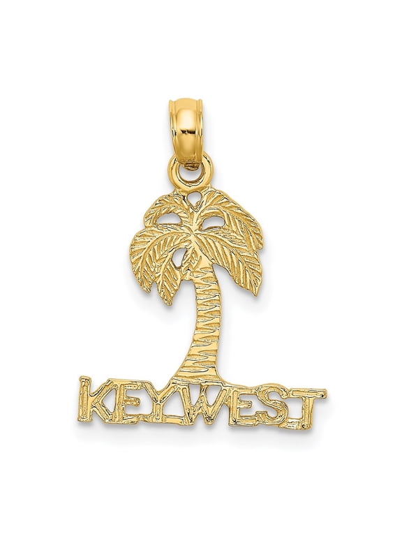 Fine Jewelry 14K Yellow Gold KEY WEST Palm Tree Charm for Women (L - 20.9 mm, W - 16.1 mm)