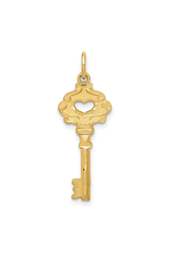 Fine Jewelry 14K Yellow Gold Key Charm Pendant for Women (L-31 mm,W-10 mm)