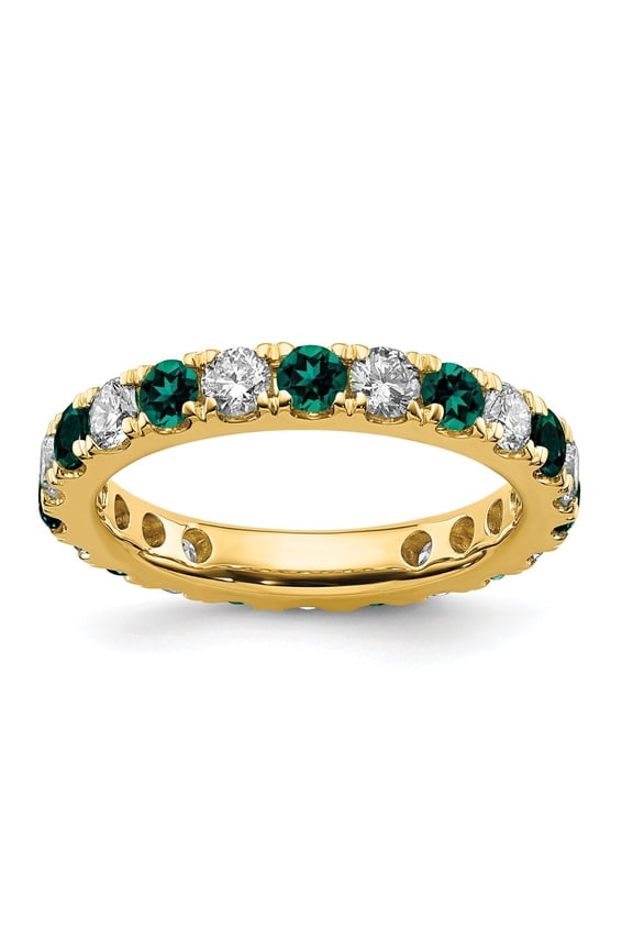 Fine Jewelry 14K Yellow Gold Lab Grown Diamond VS/SI GH & Cr Alexandrite Eternity Band for Women Size 6.5