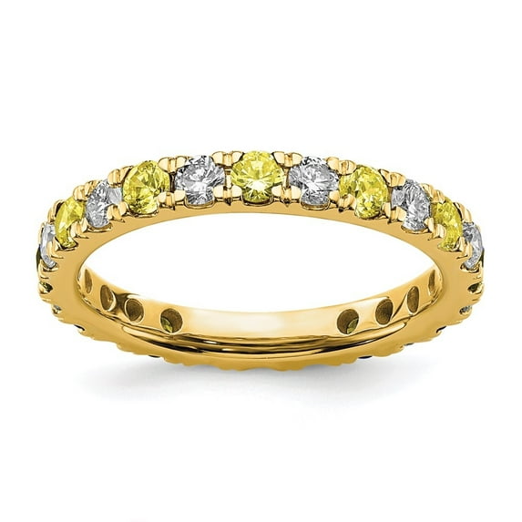 Auriga Fine Jewelry 14K Yellow Gold Lab Grown Diamond VS/SI GH & Cr Yellow Sapphire Eternity Band for Women Size 7.5