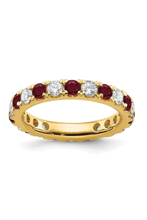Fine Jewelry 14K Yellow Gold Lab Grown Diamond VS/SI GH and Cr Ruby Eternity Band for Women Size 4.5