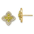thumbnail image 1 of Auriga Fine Jewelry 14K Yellow Gold Lab Grown Diamond and Created Yellow Sapphire Stud Earrings for Women (L- 0.5 inch, W- 0.5 inch), 1 of 5