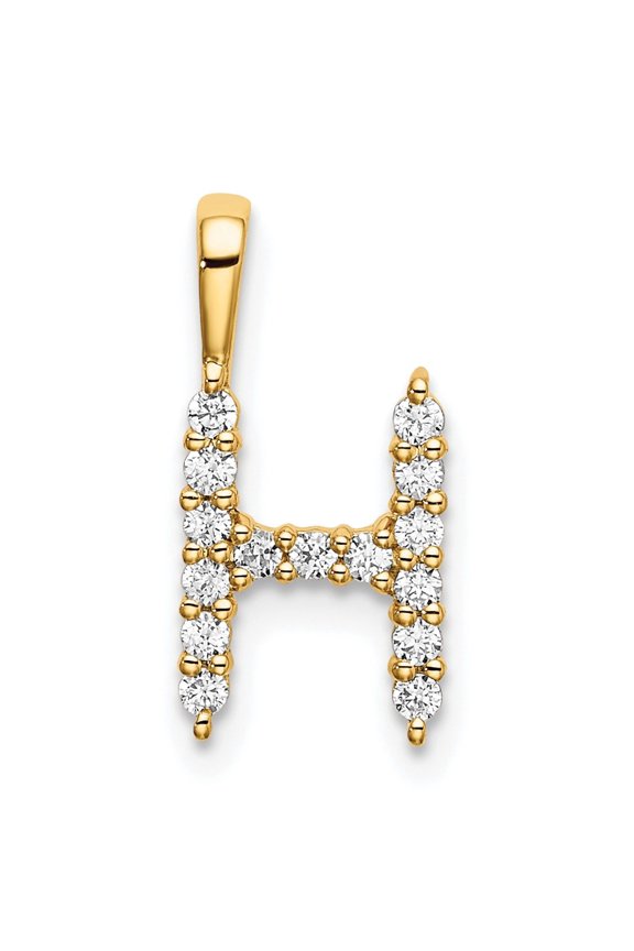 Fine Jewelry 14K Yellow Gold Lab Grown VS/SI FGH Diamond Letter H initial Pendant for Women (L - 0.59 inch)