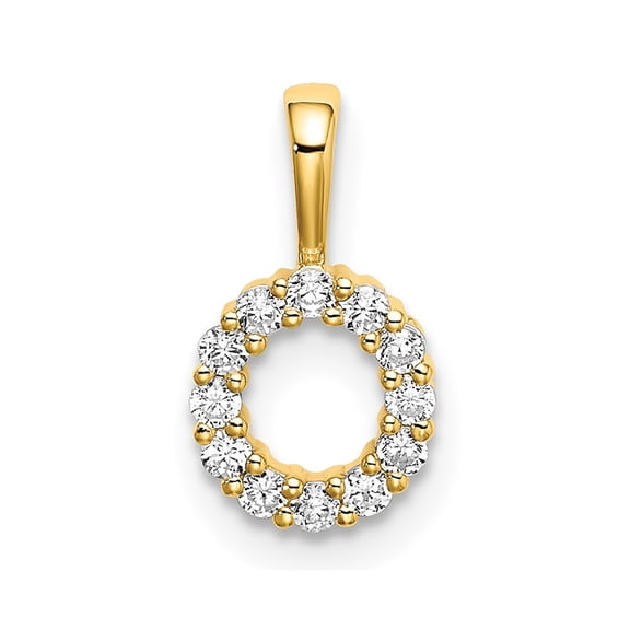 Auriga Fine Jewelry 14K Yellow Gold Lab Grown VS/SI FGH Diamond Letter O Initial Pendant for Women (L - 0.5 inch)