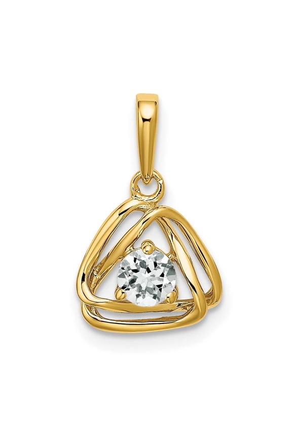 Fine Jewelry 14K Yellow Gold Lab Grown VS/SI FGH Diamond Triangle Pendant for Women (L - 0.64 inch)