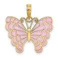 thumbnail image 1 of Auriga Fine Jewelry 14K Yellow Gold Lavender Enameled Butterfly Pendant for Women (L - 20.6 mm, W - 21.3 mm), 1 of 6