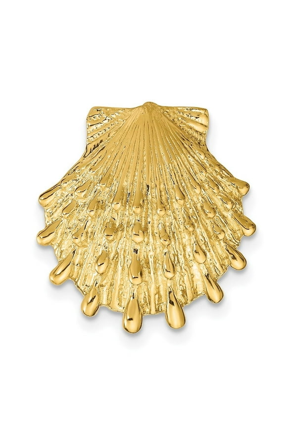 Fine Jewelry 14K Yellow Gold Lion's Paw Shell Slide for Women (L - 18mm, W - 17mm)